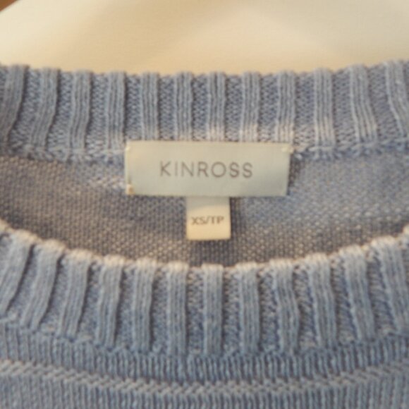 Kinross Wave Blue Linen Crewneck Sweater XS 100% Linen - Picture 4 of 7